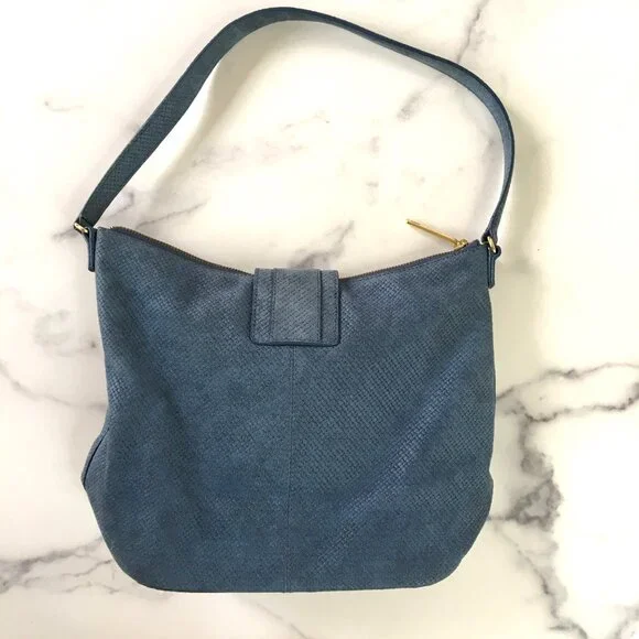 Talbots Woven Leather Hobo Style Shoulder Bag, Cornflower Blue - Picture 5 of 15